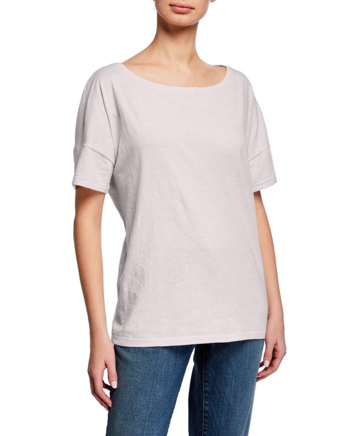 Bateau-neck Short-sleeve Slub Cotton Jersey Tee
