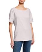 Bateau-neck Short-sleeve Slub Cotton Jersey Tee