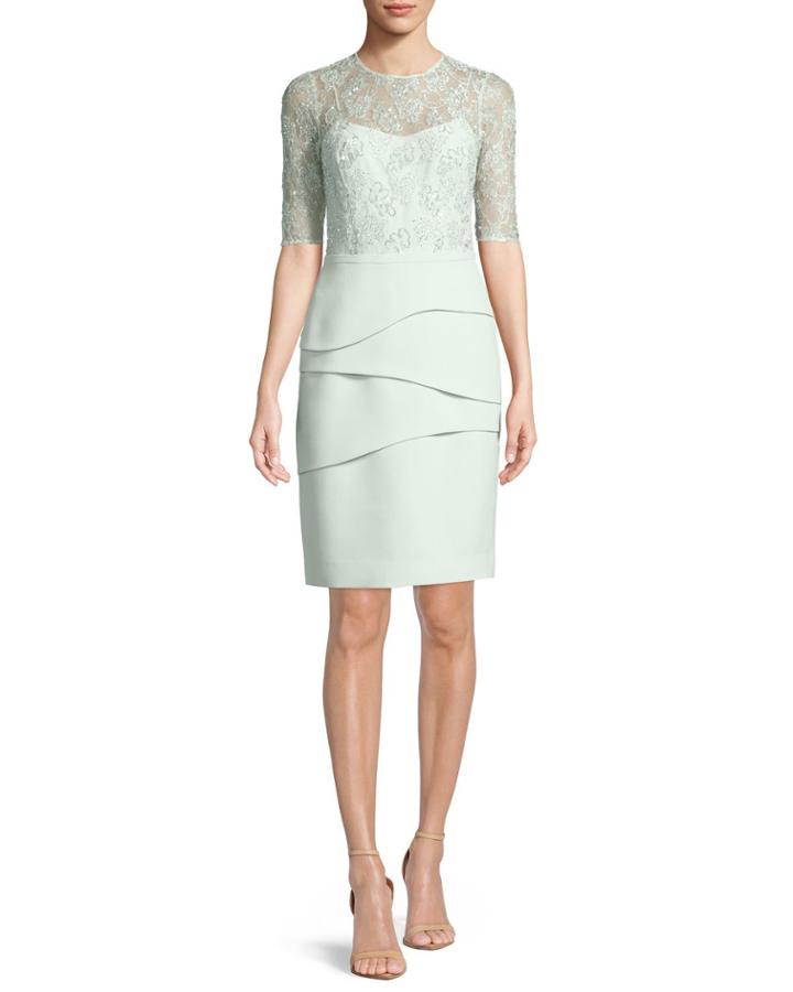 Illusion Lace Half-sleeve Tiered Dress