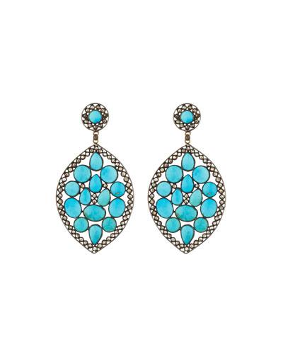 Turquoise & Champagne Diamond Drop Earrings