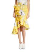 Lychee High-waist Asymmetric Ruffle Tangled-garden