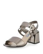Metallic 55mm Chunky-heel Sandal, Anthracite