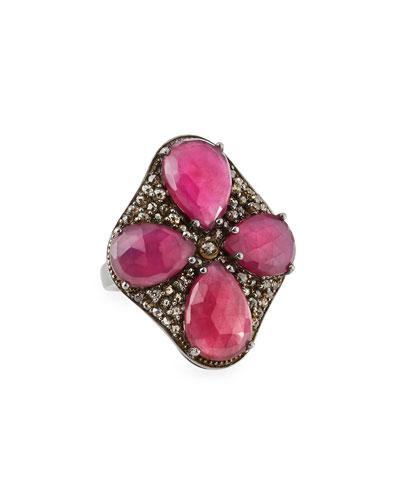 Composite Ruby & Champagne Diamond Cocktail Ring