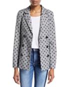 Double-breasted Plaid & Polka-dot Belted Jacket