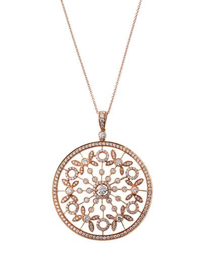 18k Rose Gold Diamond Round Open Pendant Necklace