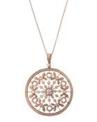 18k Rose Gold Diamond Round Open Pendant Necklace
