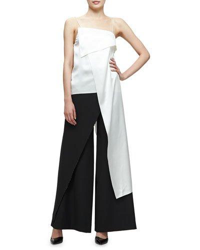 Sleeveless Asymmetric-hem Top, Off White