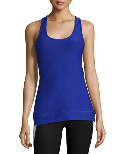Mesh-panel Performance Racerback Tank, Cobalt Blue