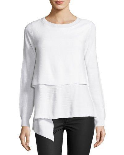 Long-sleeve Ribbed Asymmetric