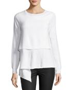 Long-sleeve Ribbed Asymmetric