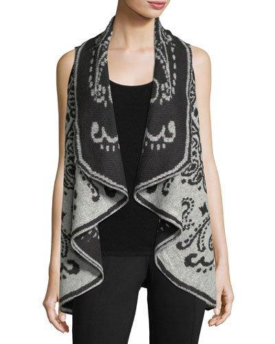 Open-front Patterned Boucle Vest