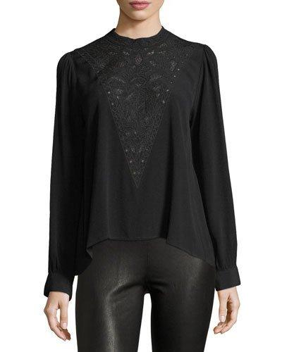 Embroidered Long-sleeve Blouse