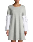 Woven Bell-sleeve Sweatshirt Dress