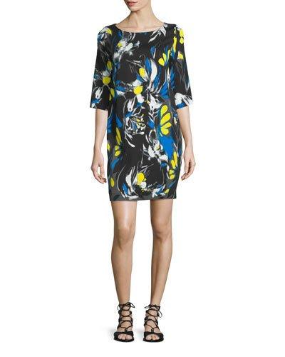Printed 1/2-sleeve Easy Dress