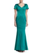 Maira Short-sleeve Gown With Train