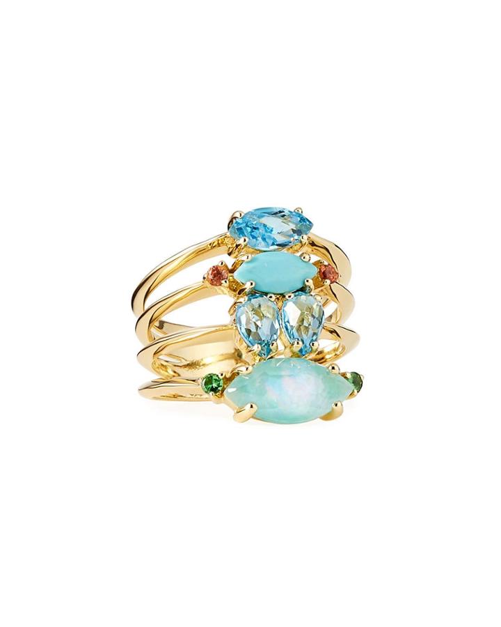 18k Prisma Knife Edge Cluster Ring In Portofino