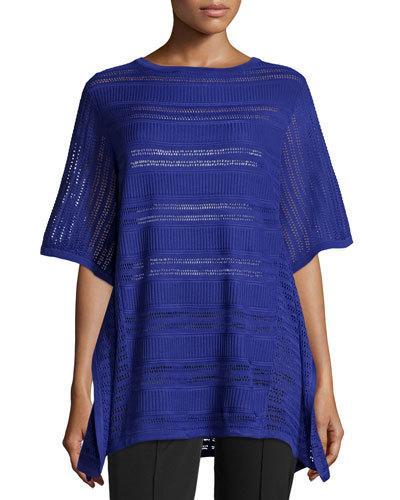 Lauren 3/4-sleeve Eyelet Tunic, Celestial Blue