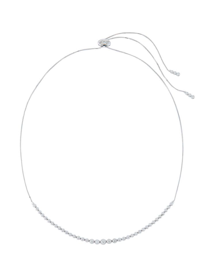 14k White Gold Adjustable Diamond Choker,
