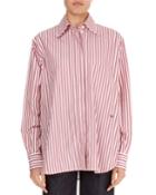 Striped Button-front Collared