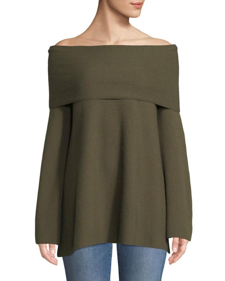 Cashmere Off-the-shoulder Foldover