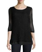 Sequined Open-weave Cashmere Top