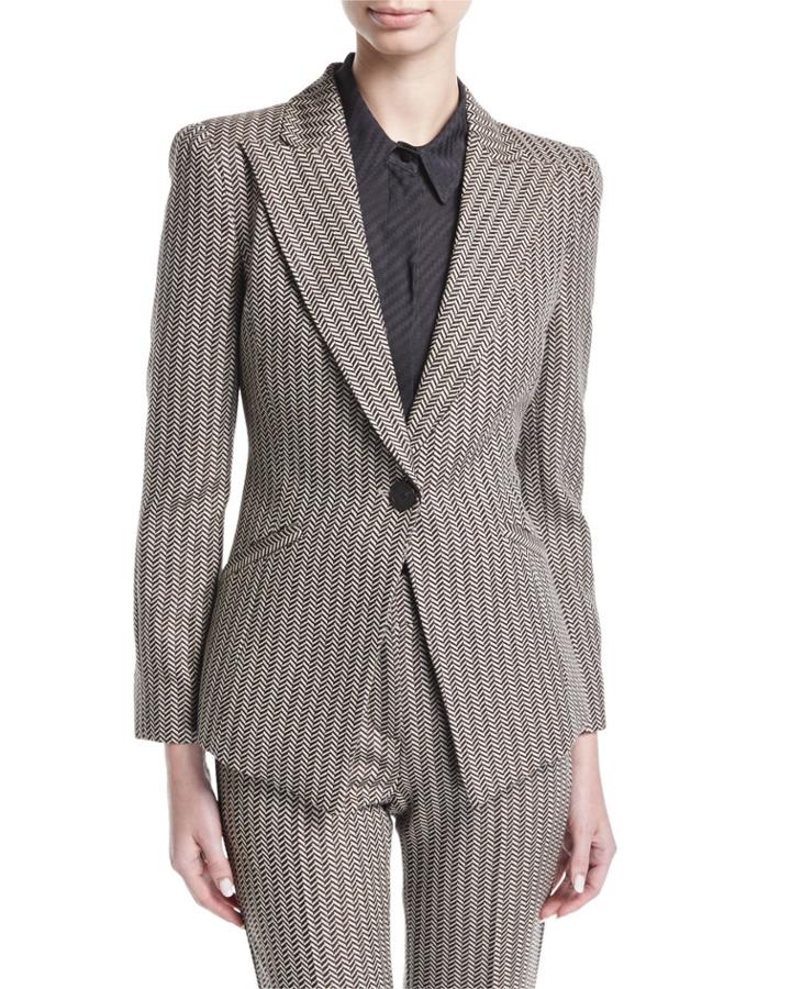 Mini-herringbone Peak-lapel Blazer
