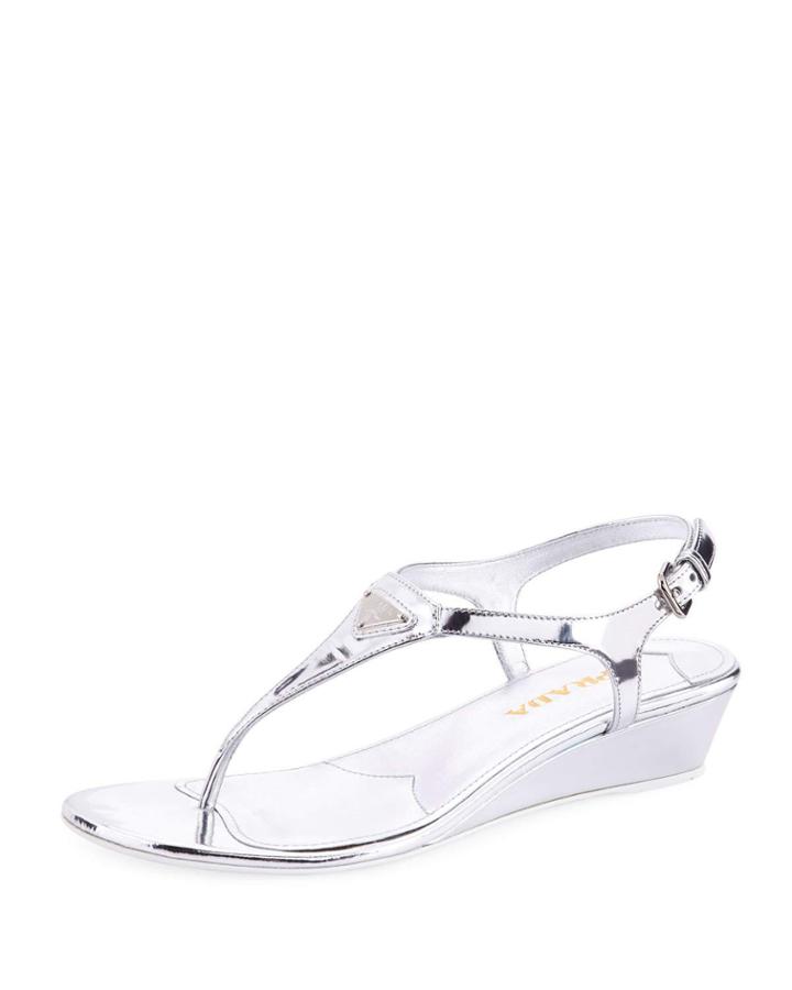 Metallic Patent Demi-wedge Thong
