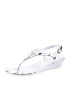 Metallic Patent Demi-wedge Thong