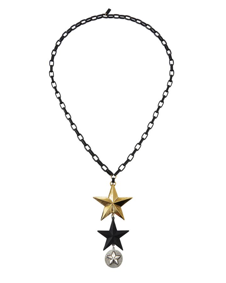 Tricolor 3-star Lariat Necklace
