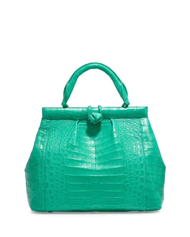 Nancy Gonzalez Crocodile Small Knotted Tote Bag, Green, Women's, Green E68