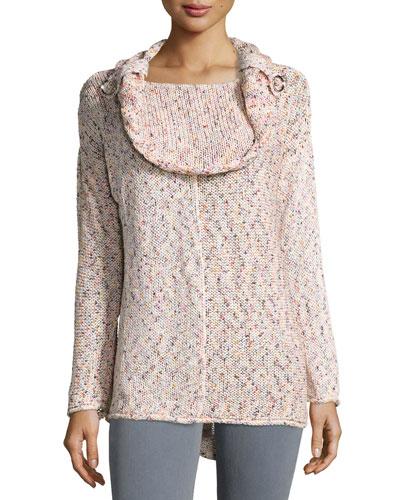 City Cowl-neck Pullover Top, Fire