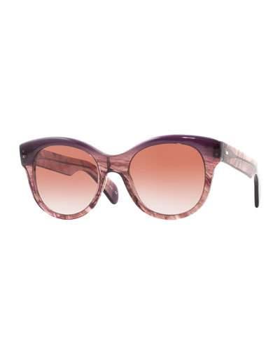 Jacey Cat-eye Havana Acetate Sunglasses, Fig/sonoma