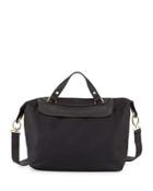 Bennett Faux-leather Trimmed Satchel Bag, Black