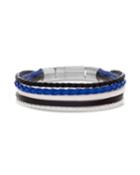Men's Leather Multi-row Bracelet, Blue/black/white