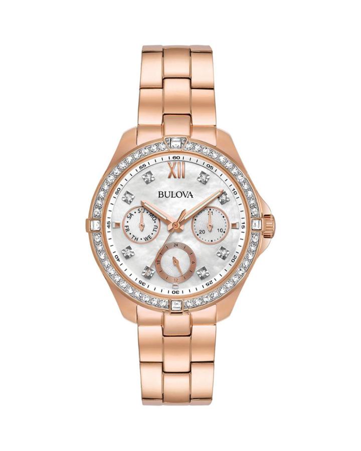 35mm Crystal Chronograph Watch W/ Bracelet Strap, Rose Gold