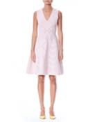 V-neck Sleeveless Pointelle Knit Fit-and-flare Dress