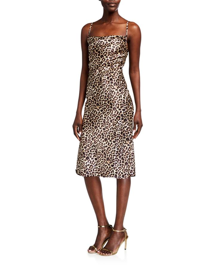 Animal Print Satin Slit Side