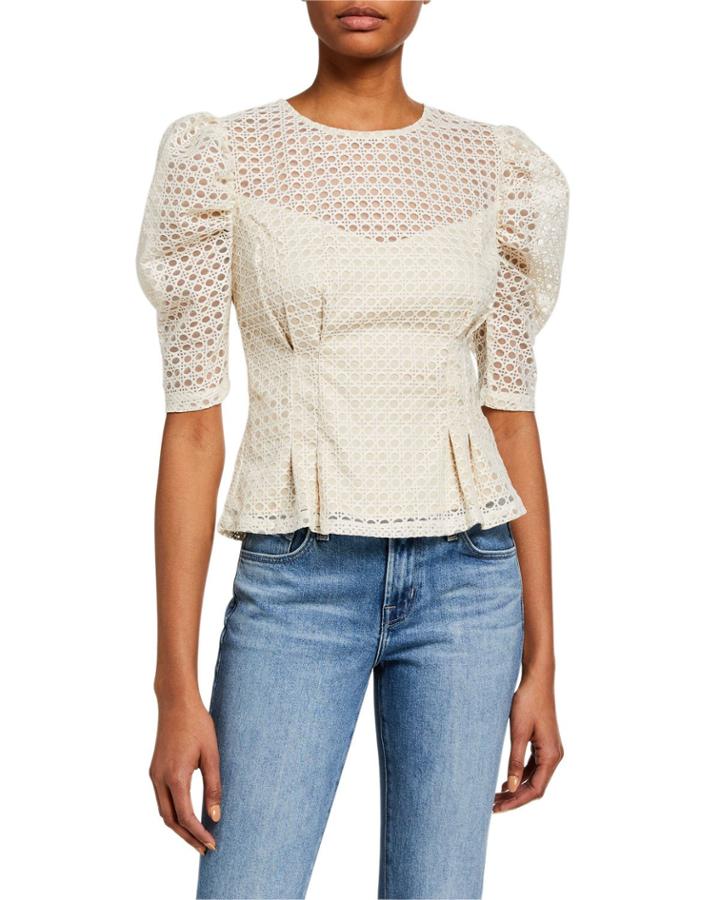 Lace Puff-sleeve Top