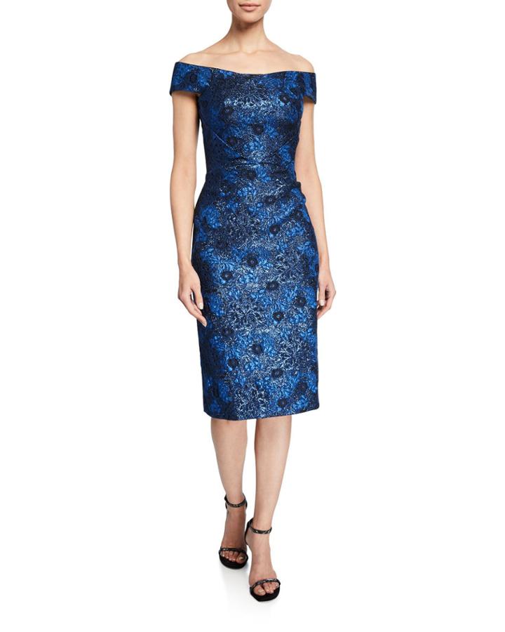 Off-the-shoulder Metallic Party Jacquard Dress