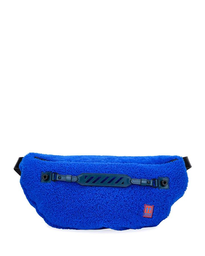 Men's Medium Lamb-shearling Belt Bag/fanny Pack, Blue