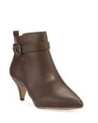 Kingston Kitten-heel Buckle Booties, Brown