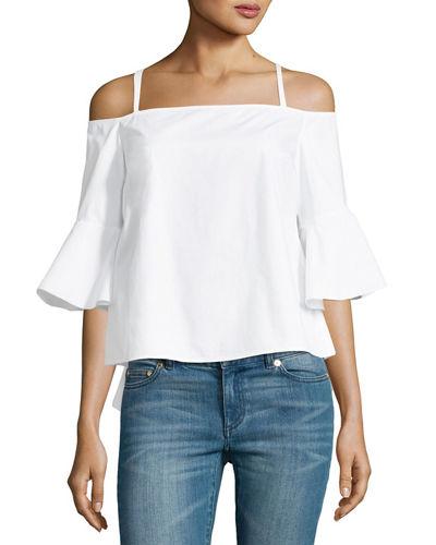 Cold-shoulder Ruffle-sleeve Woven