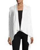 Textured-knit Open-front Cardigan,