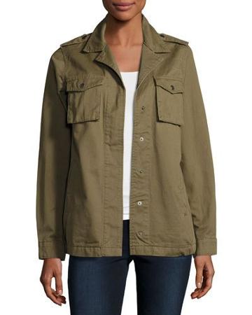 Love Me Forever Or Never Twill Cargo Jacket, Khaki