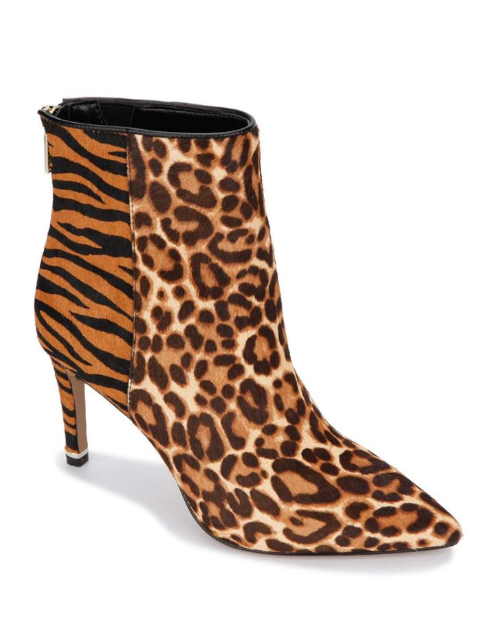 Riley Mixed Animal-print Booties