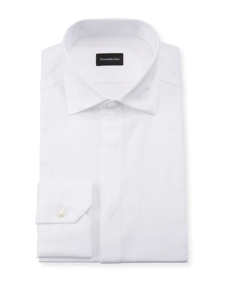Men's Formal Cotton Dress Shirt With Covered Placket
