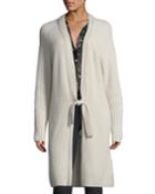 Tie-front Ribbed Wool-cashmere Cardigan