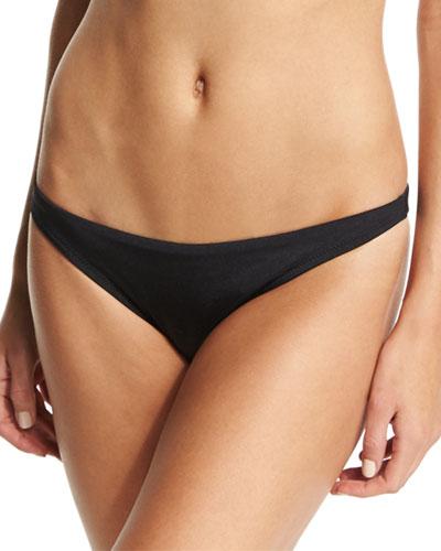 Italian Solid Midi-cut Swim Bottom, Black