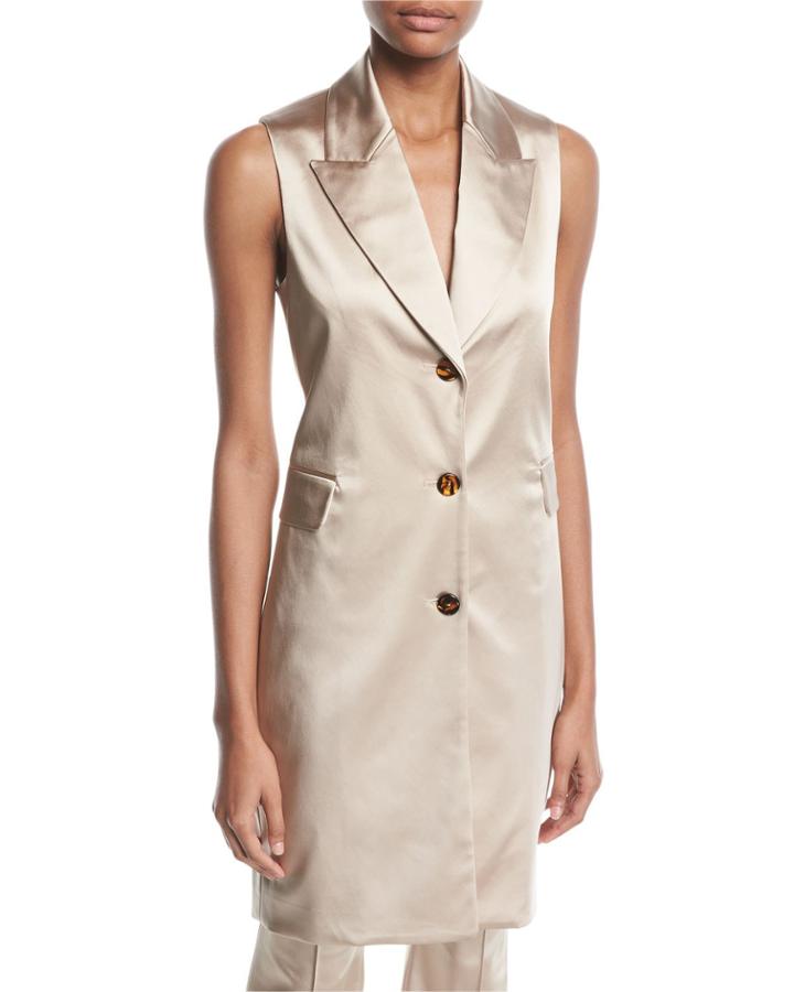 Peak-lapel 3-button Duchess Satin