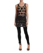 Star-embellished Cocktail Tank Dress, Black